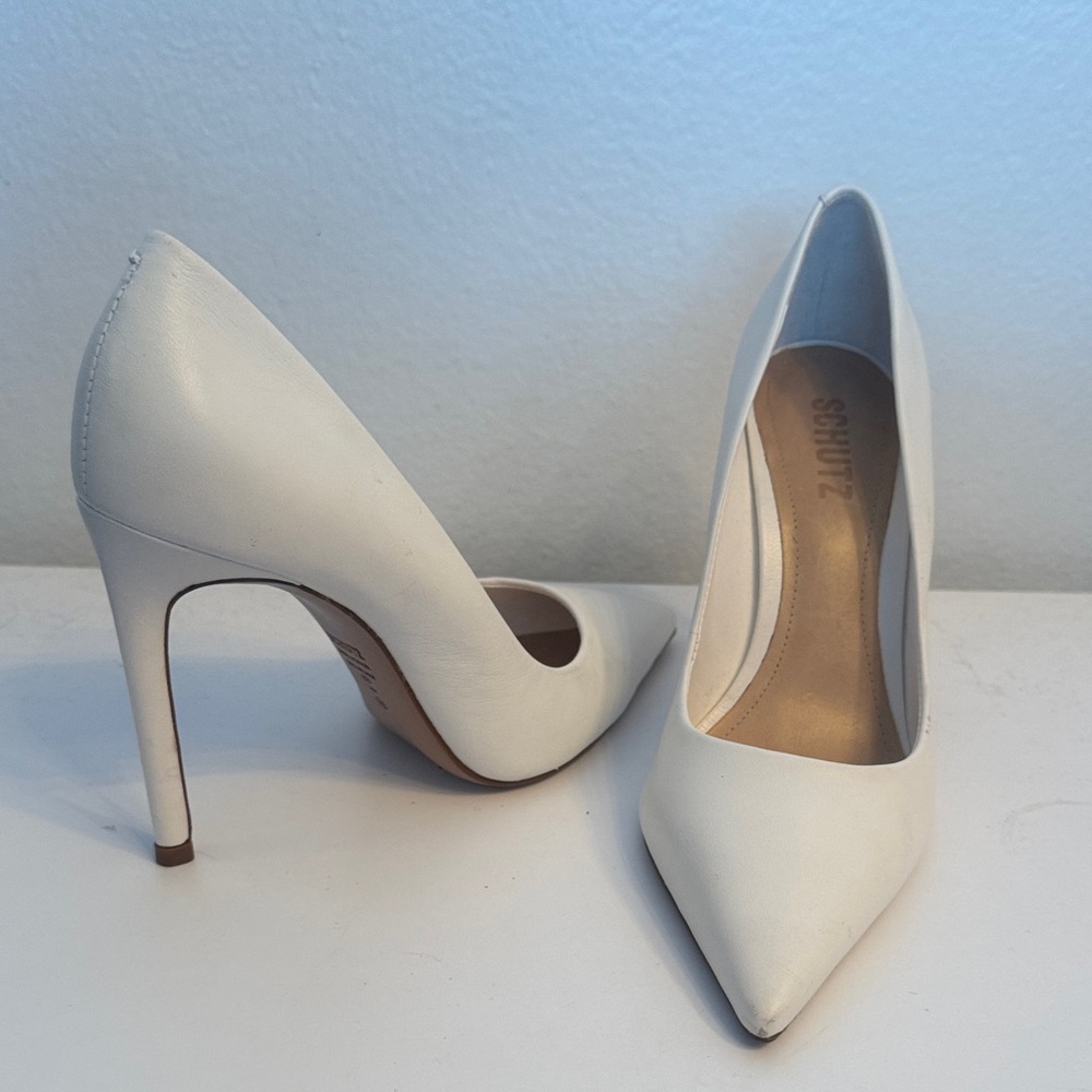 SCHUTZ Classic White Heels